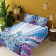 thumbnail image 2 of Ambesonne Bridal Fitted & Top Sheet Set with Shams, Valentines Roses Heart, Blue Purple Pink, 2 of 5