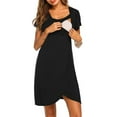 thumbnail image 3 of WISEFIN Women's Nursing Breastfeeding Solid Color Short Sleeve Casual Maternity Dresses, 3 of 5