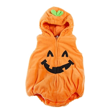 Bilo Halloween Kid Fleece Pumpkin Costume Comfy Jumpsuit (18-24