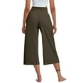 thumbnail image 4 of CaComMARK PI Women's Summer Casual Elastic Waist Printed Cropped Pants Army Green XXL, 4 of 7