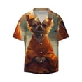thumbnail image 2 of Lsque Maple Leaf Meditating Chihuahua print Men's Cuban Collar Short Sleeve Shirt Summer Beachwear Casual Button Down Fashionable Vacation Leisure Shirt-4X-Large, 2 of 7