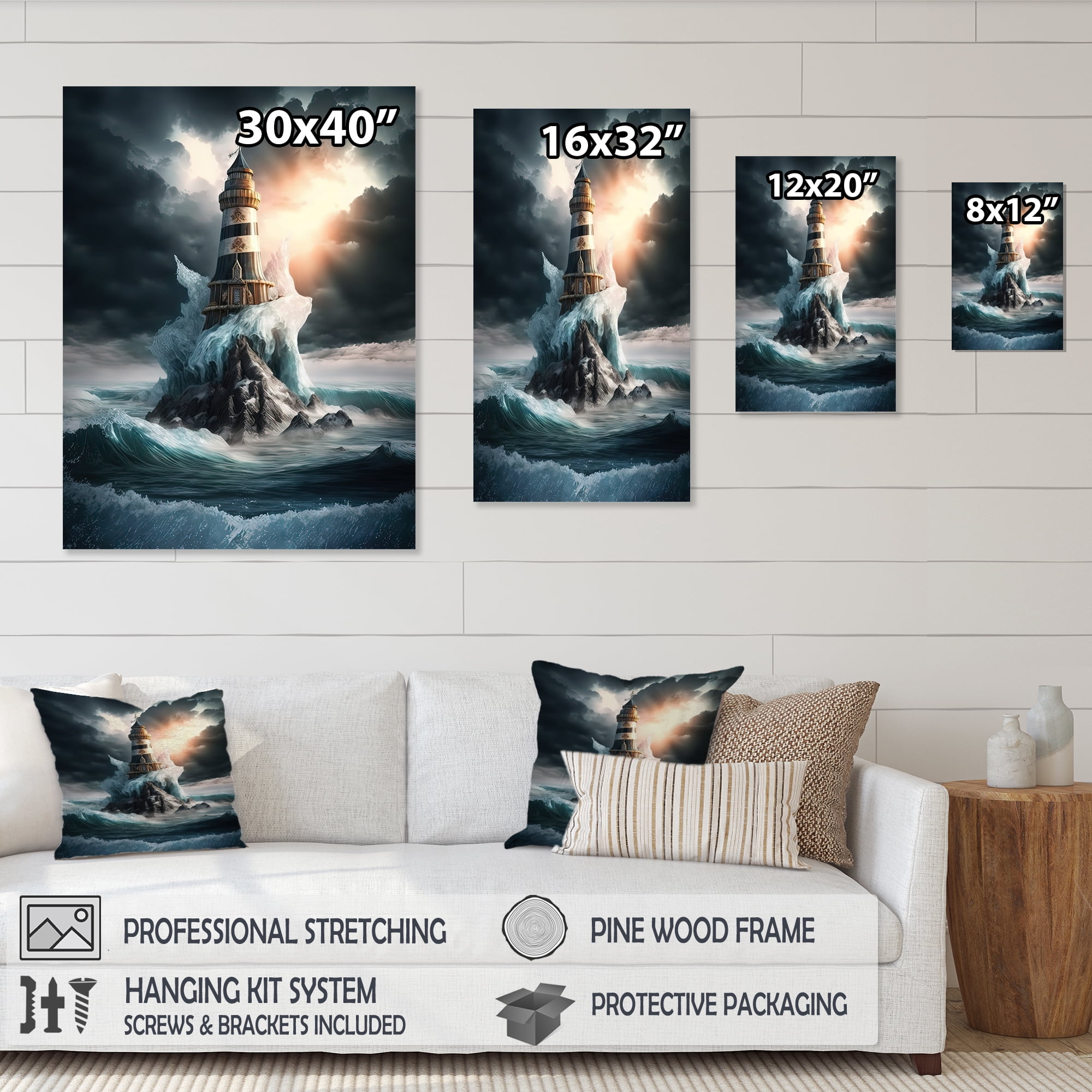 Designart Fantasy Lighthouse In The Arctic Ocean III Canvas Wall Art