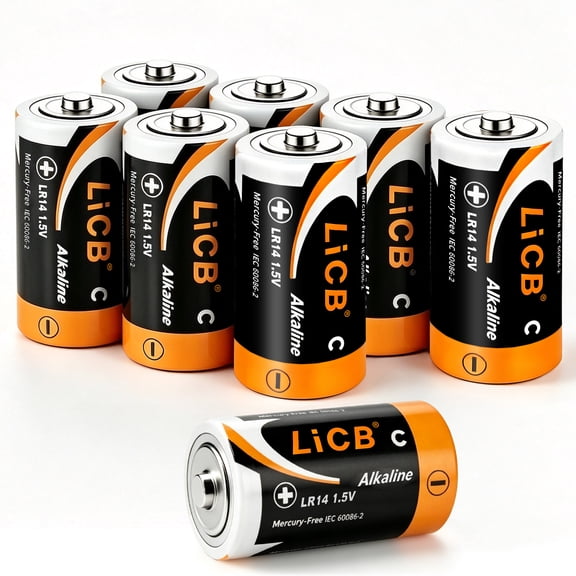 LiCB Alkaline C Batteries (8 Pack), 1.5 Volts Long-Lasting C Cell Batteries