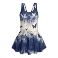 thumbnail image 4 of Xixirimido Butterfly Blue Tie-dye Print Girls One Piece Swimsuits Modest Bathing Suit for Kids Hawaiian Swimwear with Skirt Sleeveless Swim Dress for Beach Water Park, 6-7 Years, 4 of 7