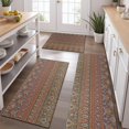 thumbnail image 2 of Orange Boho Ethnic Paisley Pattern Kitchen Rugs Sets Of 3,Kitchen Runner Rugs Non Skid Washable,Decorative Kitchen Floor Mats for Kitchen,Sink,Laundry,17"x30"+ 17"x47" + 17"x59", 2 of 6