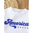 thumbnail image 5 of Bagilaanoe 4th of July Clothes for Toddler Baby Boys Girls Short Sleeve Letter Print T-shirt Tops + Shorts 6M 12M 18M 24M 3T Kids Independence Day Outfits 2pcs Short Pants Set, 5 of 7