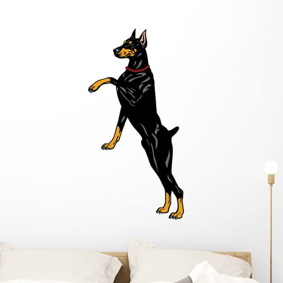 Doberman Pinscher Wall Mural Decal by Wallmonkeys Vinyl Peel and Stick Graphic (36 in H x 19 in W