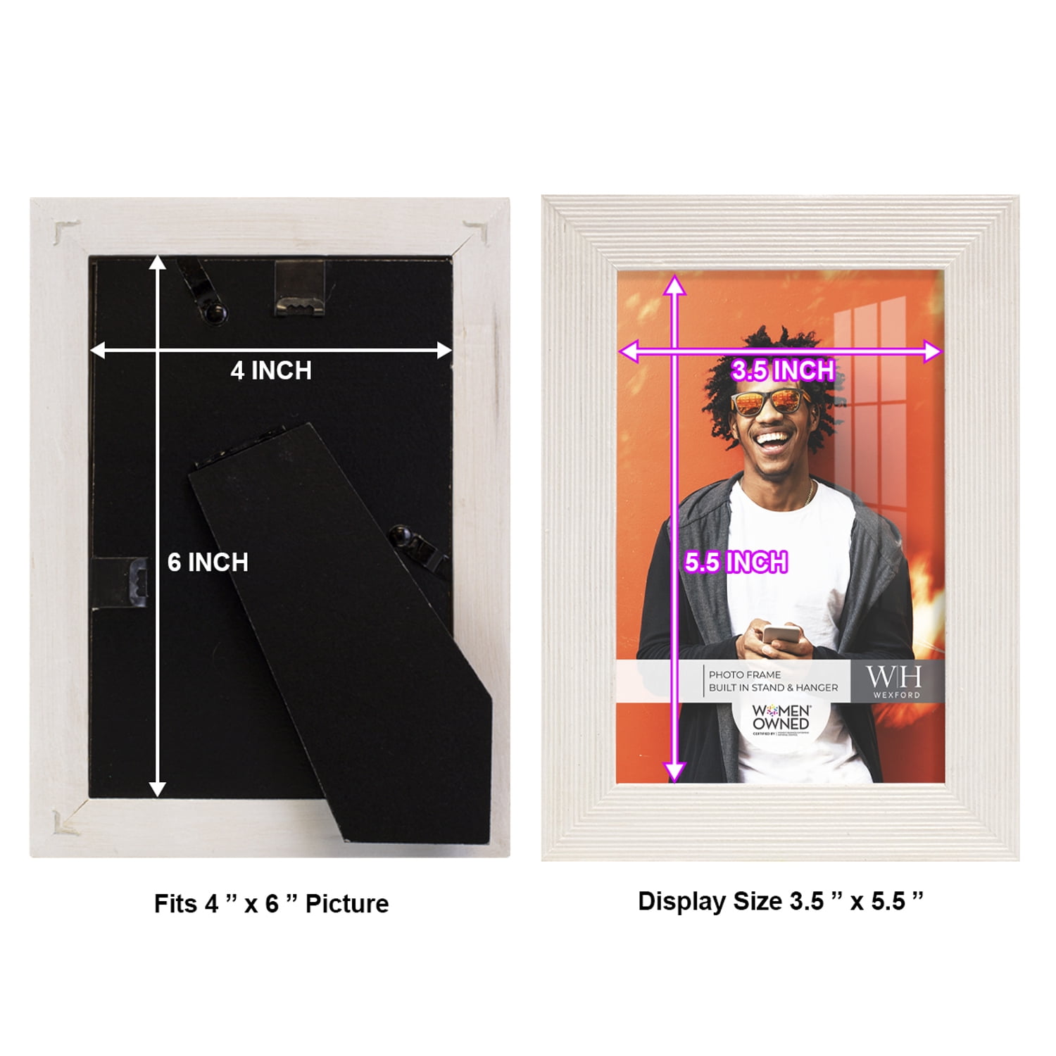 Grooved 4 in. x 6 in. White Picture Frame (Set of 2)