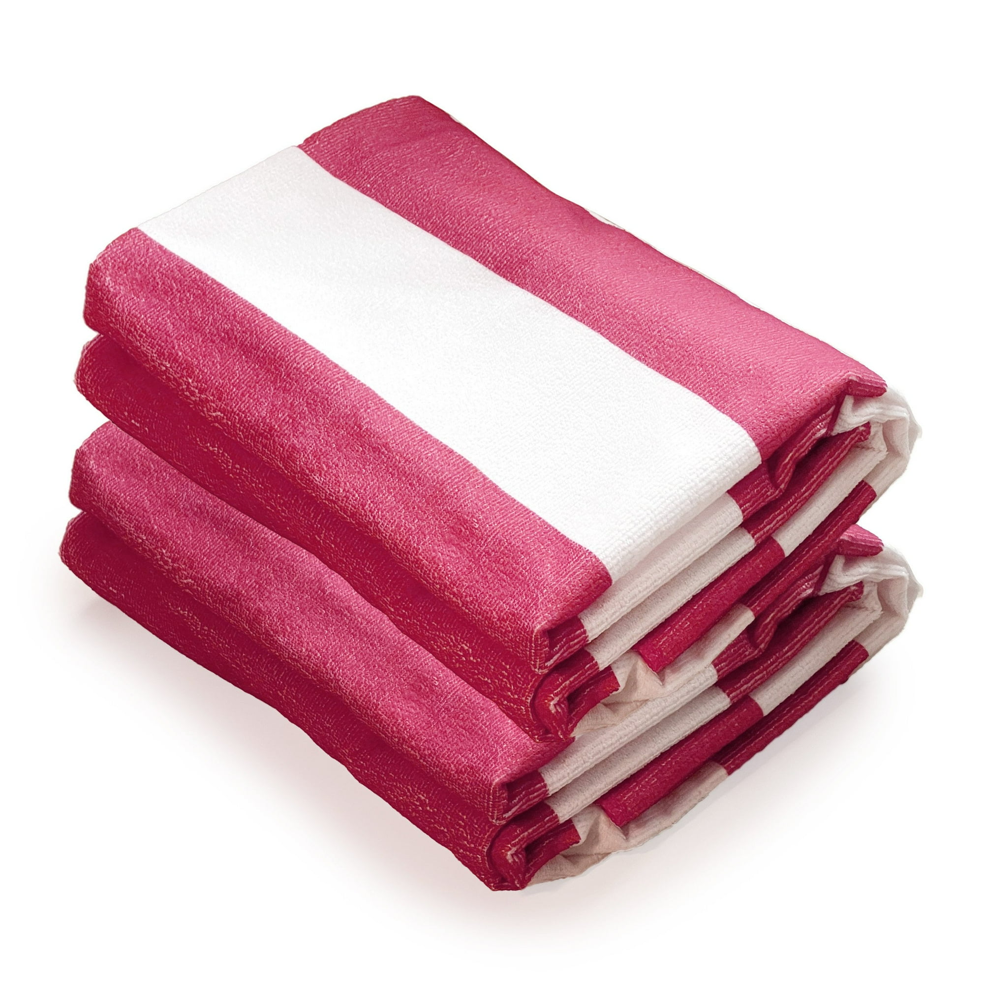 Allgala Oversize 40x70 Inch (1x1.8M) Cabana Stripe Design Microfiber Beach Towel-Fuchsia (Pack of 2)-BT81241