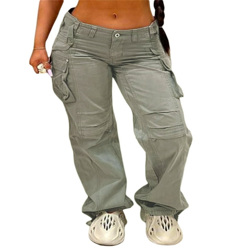 Pantalon Long Large et Large a Taille Basse Decontracte pour Femmes