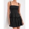 thumbnail image 2 of Women's Smocked Frill Cami Mini Dress with Tiered Ruffles and Stretch Polyester 100% Fabric for Summer Occasion, 2 of 12