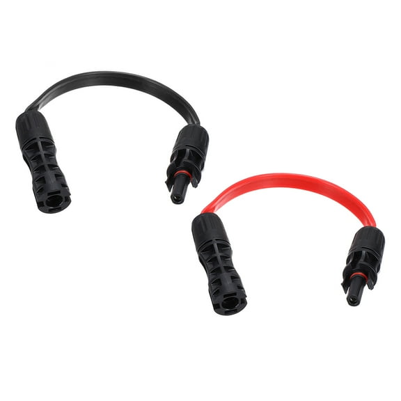 Uxcell 1 Pair Flat Solar Panel Connector Cable, 12AWG 1500V Male to Female Solar Panel Extension Cable, Solar Extension Wire for RV Photovoltaic System, Black&Red 0.95ft