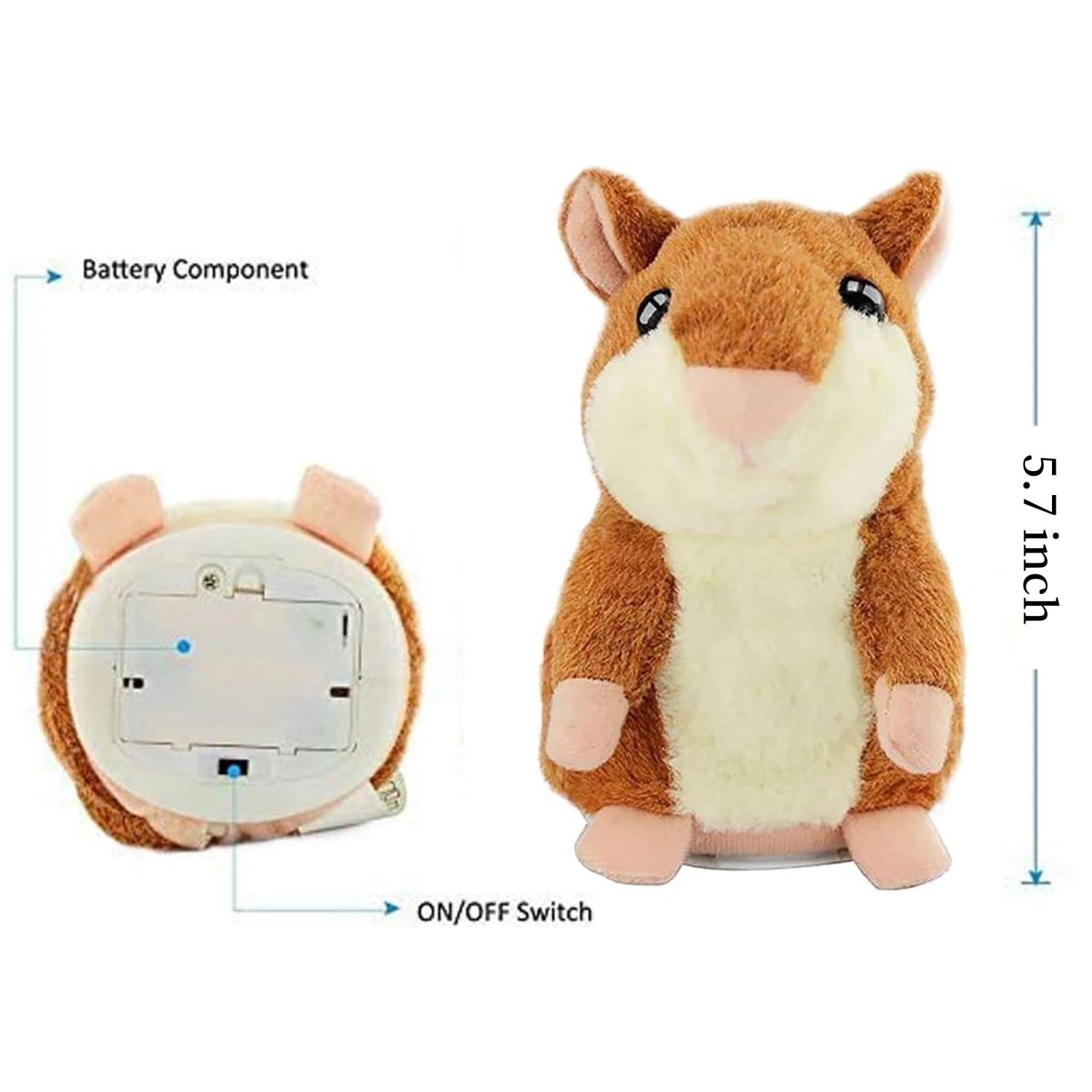 Talking Hamster Toy 2 Pack Animal Talking Toys Repeats What You Say Mimicry Pet Talking Record for Boys & Girls Plush Interactive Toys, Brown