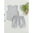 thumbnail image 5 of Toddler Baby Outfits 6M 12M18M 24M 3Y 4Y Striped Sleeveless Tank Tops and Stretch Casual Shorts Pocket Set Cute Newborn Clothes, 5 of 9