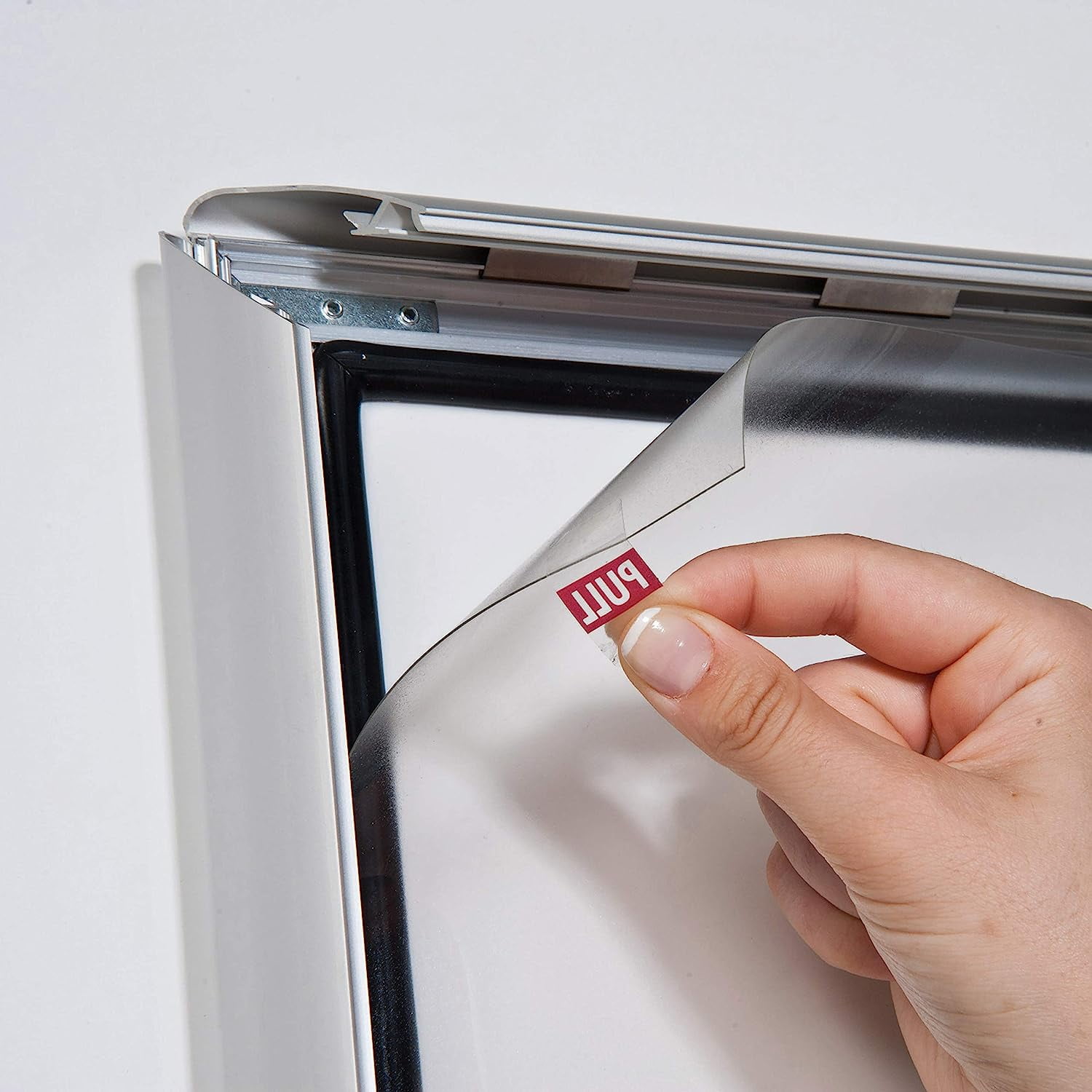 Lockable Weatherproof Snap Poster Frame 18x24 Inch Silver 1.38" Aluminum Profile Front Loading Wall Mounting
