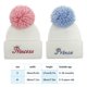 thumbnail image 2 of Gorro de punto para niños, gorro de punto grueso cálido para invierno, letras bordadas, gorro de lana de otoño con pompón para niños y niñas, 2 of 8