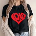 thumbnail image 2 of WREESH Women's Graphic Tee Shirts Valentine's Day Love Heart Printed T-Shirts for 2025 Spring Summer Tops Valentin Gifts Black, 2 of 5