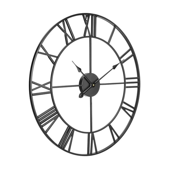 Modern Roman Numeral Wall Clock 24" - Silent Battery Powered for Living Room, Kitchen, Office