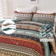 thumbnail image 5 of Set de edredón WONGS BEDDING Boho Queen de microfibra verde/marrón, 5 of 9