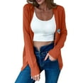 thumbnail image 4 of SYMOID Womens Orange Acrylic Cardigan - Floral V-Neck Single-Breasted, Soft Regular Fit Ribbed Cuffs for Spring Fall Casual Office Layering,Size 2XL, 4 of 5
