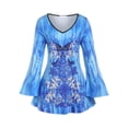 thumbnail image 1 of Camiseta Talla Extra Estampado Tribal Rosegal Mangas largas de talla grande, 1 of 5