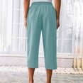 thumbnail image 4 of JJHGVB Cotton Linen Capris for Women Womens Long Shorts Women Linen Shorts Baggy Shorts Women Beach Boho Casual Pants Linen Bermuda Shorts for Women Womens Linen Shorts Below the Knee Green 2 2XL, 4 of 5