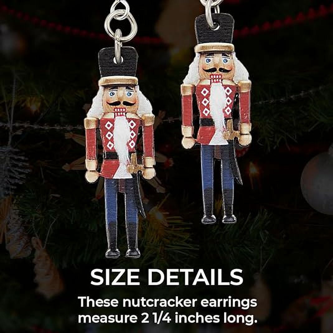 SAGEFINDS Birch Wood Nutcracker Earring | Toy Soldier Dangle Earring | Stainless Steel French Hooks