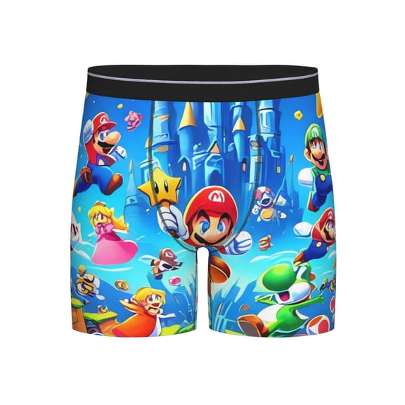 Saiise Mario Men's Underwear Boxer Briefs Cotton Trunks Short Leg Underwear (S-XXL)