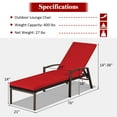 thumbnail image 2 of Gymax Adjustable Rattan Chaise Recliner Lounge Chair Patio Outdoor w/ Red Cushion, 2 of 5