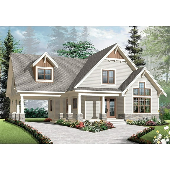 728-3507: Traditional Craftsman 2 Bed, 2 Bath Luxury Home Plan, 1348 Sq Ft: Full Blueprints with License to Build by Home Plan Marketplace - Lesuto