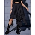 thumbnail image 5 of Women'S Renaissance Flowy Fairy Skirt Y2k Contrast Lace Layered Asymmetrical Midi Skirts Black L, 5 of 9
