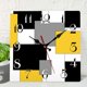 thumbnail image 1 of Reloj de pared de madera silencioso que no hace tictac, amarillo, negro, gris, abstracto, geométrico, minimalista, cuadrado, rústico, decoración para el hogar, cocina, sala de estar, oficina (12 pulg, 1 of 5