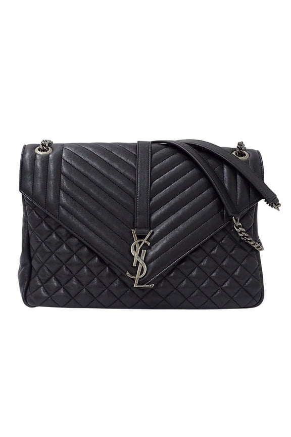 Pre-Owned Saint Laurent Women's Envelope Large Shoulder Bag in Black Leather with... (Good)