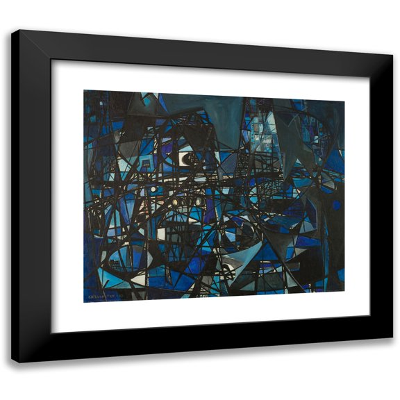 Ernst Håkon Svarstad 14x12 Black Modern Framed Museum Art Print Titled - Composition (1953)