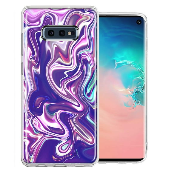 MUNDAZE For Samsung Galaxy S10e Purple Paint Swirl Design Double Layer Phone Case Cover