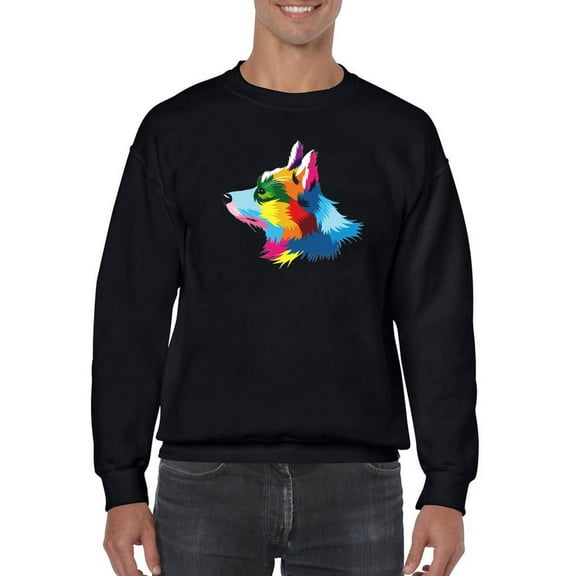 Colorful Corgi Potrait Sweatshirt Men -Image by Shutterstock, Male Small