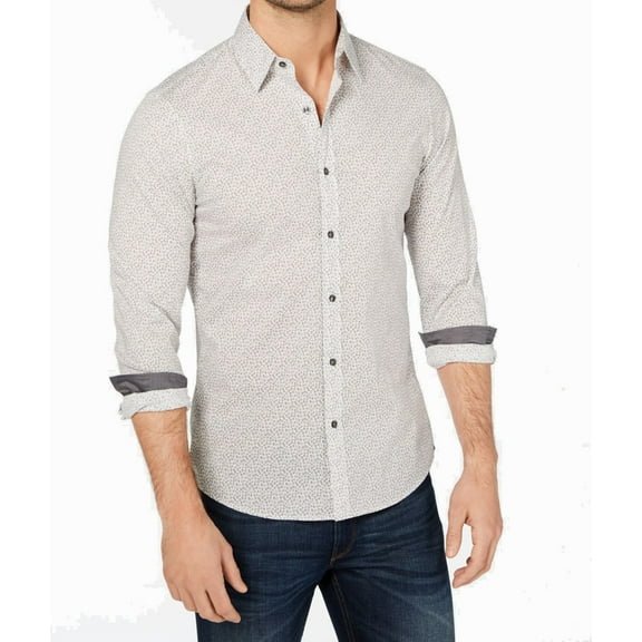 Michael Kors Men’s Micro-Print Dot Shirt (Grey Printed, XXL S/S)