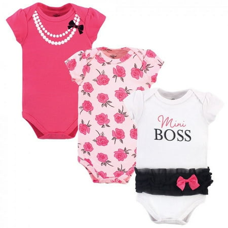UPC: 0660168775242 | Little Treasure Baby Girl Cotton Bodysuits 3pk  Mini Boss  0-3 Months