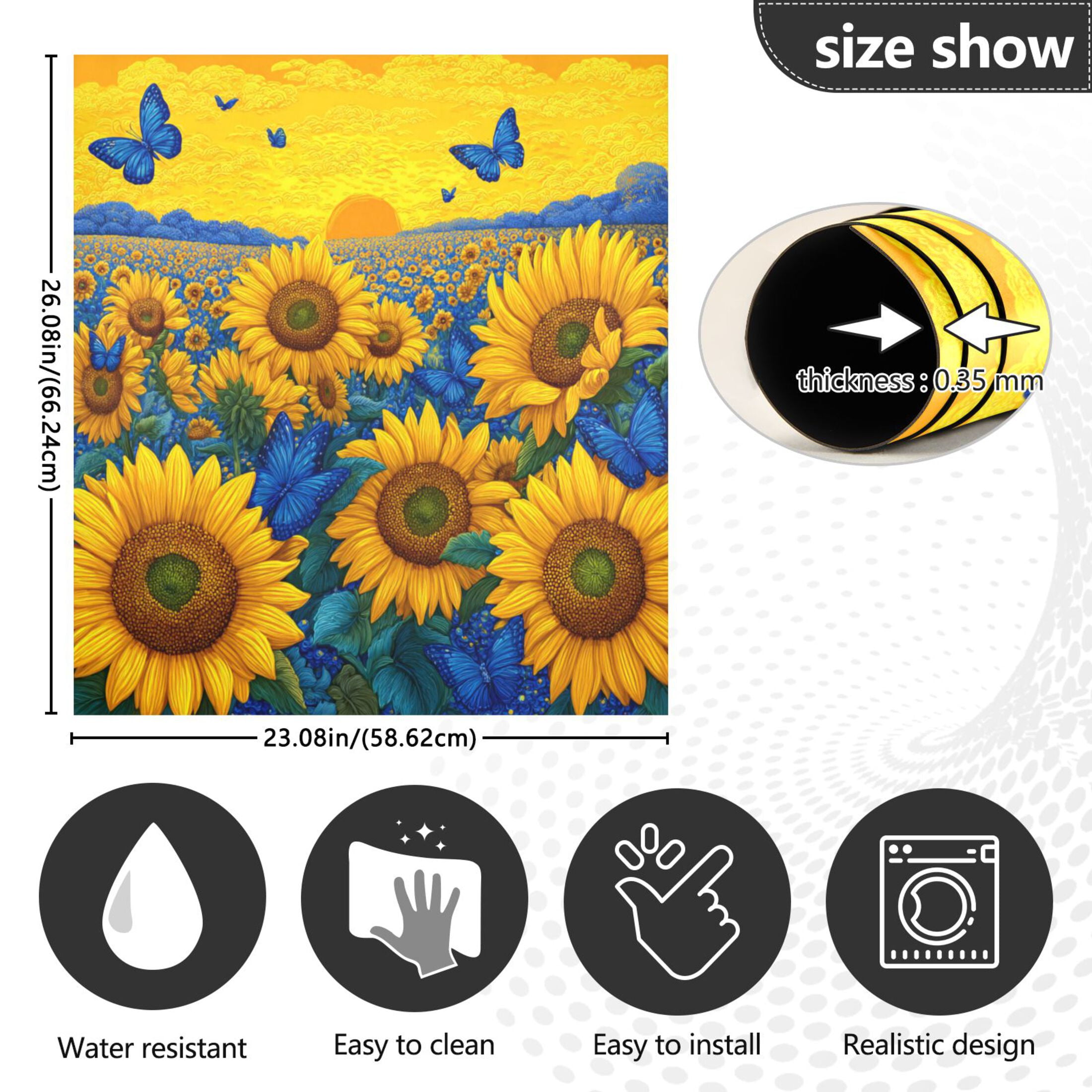 Dishwasher Magnetic Refrigerator Magnet Cover Sticker Home Decorative 23"x26" Sunflowers in The Field