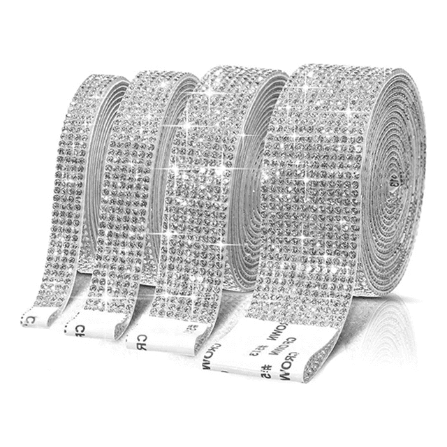 4 Rollo Pegatinas Decorativas De Diamantes De Imitación Eo Safe Imports Blanco