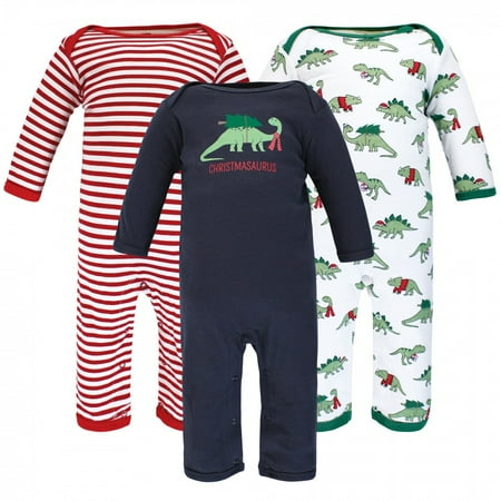 UPC: 0660168153194 | Hudson Baby Infant Boy Cotton Coveralls Christmasaurus 0-3 Months