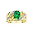 thumbnail image 1 of RYLOS Bagues pour Femmes Bague en Or Jaune 14K Classique Pierre Précieuse Ovale 9x7 mm et Diamants Mai Émeraude Bijoux Taille 5, 1 of 7