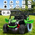 thumbnail image 2 of FINITO 12V Kids Ride On UTV 2WD Electric Powered Truck 4 Wheels Vehicle with LED Lights MP3 Bluetooth Remote Control for Boys Girls 3+, Green, 2 of 7