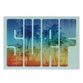 thumbnail image 3 of Surf Cutting Board, Summer Theme Retro Letters That Reflect the Seacoast Palm Tree Extreme Sports Art, Decorative Tempered Glass Cutting and Serving Board, Small Size, Navy Orange, by Ambesonne, 3 of 5