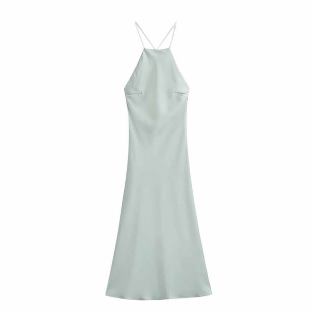 LOVZFMLL Robes Mode Femme Décontracté Couleur Unie Camis Sans Manches Col Rond Robe