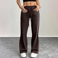 thumbnail image 5 of LEKWK Sweatpants Women Drawstring Elastic Waist Wide Leg Sweatpants Solid Lounge Pants Breathable Soft Casual Gym Yoga Running Jogging Sporty Outfits, 5 of 6