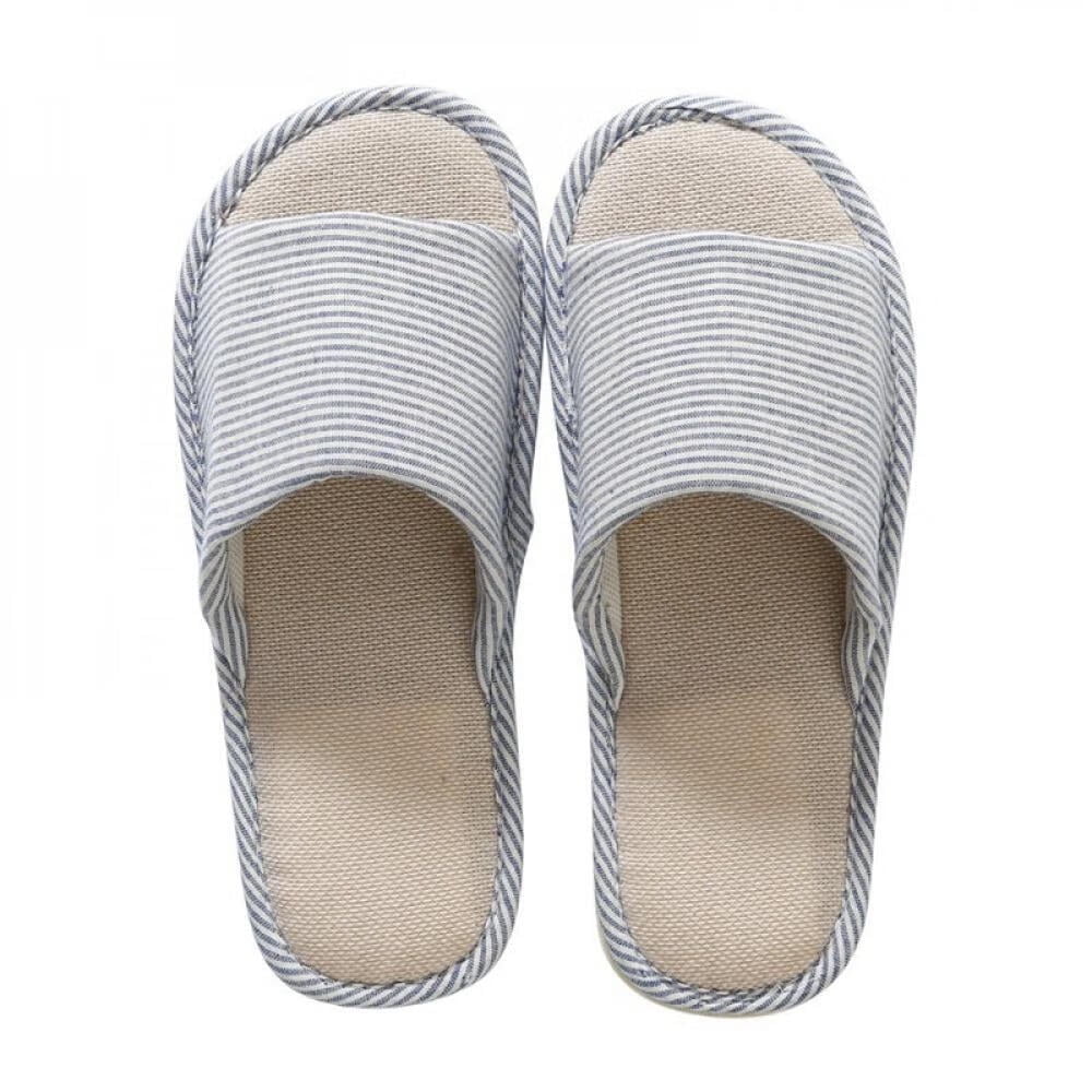 Men Women's Open Toe House Slippers Arch Support Lightweight Linen ...