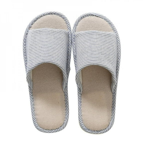 Men Women's Open Toe House Slippers Arch Support Lightweight Linen Slippers Shoes