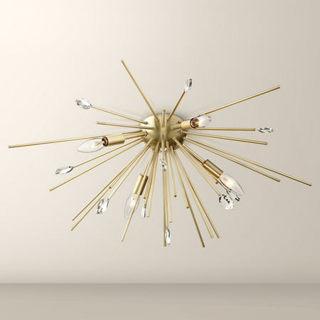 Possini Euro Design Modern Flush Mount Ceiling Light Fixture Sputnik Style Antique Gold 29