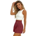 thumbnail image 6 of Womens Dress Shorts Casual 2026 Summer Elastic High Waist Button Shorts Pleated Beach Vacation Clothes (Red,M）, 6 of 6